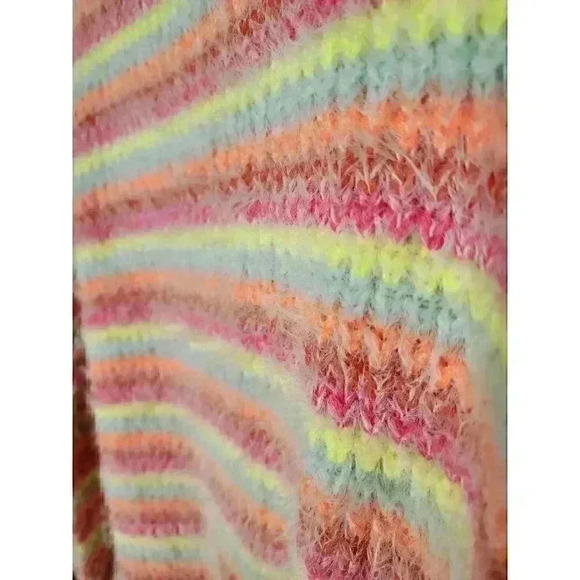 NWT Size Large &Merci Kawaii Multicolor Bright Stripe Fuzzy Fluffy Cardigan - Picture 5 of 5